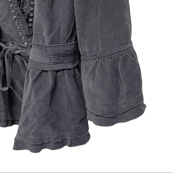 J. JILL Corduroy Wrap Blouse Grey S - Picture 2 of 7